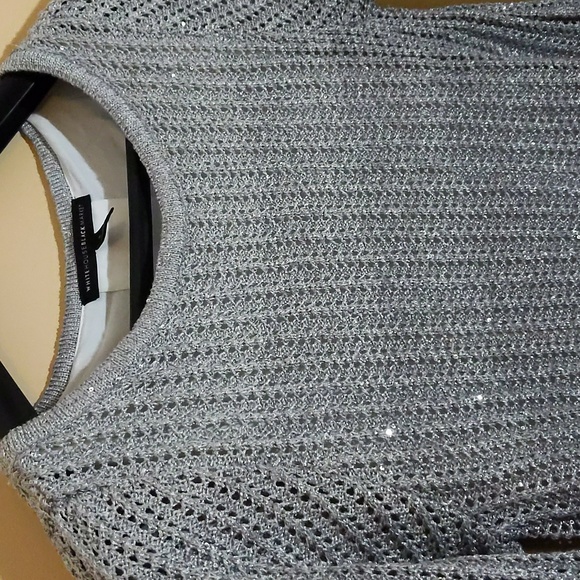 White House Black Market|Sequin Ombre Twofer Crew Neck Sweater Back Slit Shimmer - Picture 7 of 16